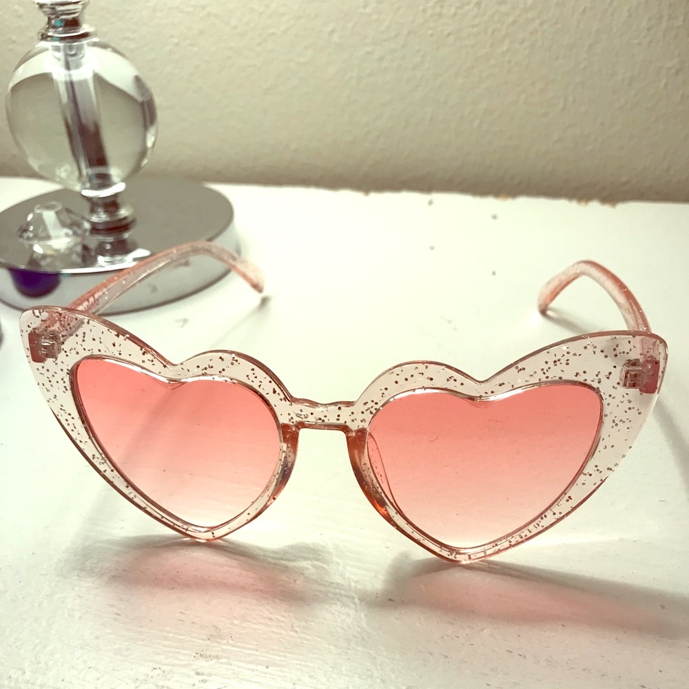 Pink heart shaped sunglasses